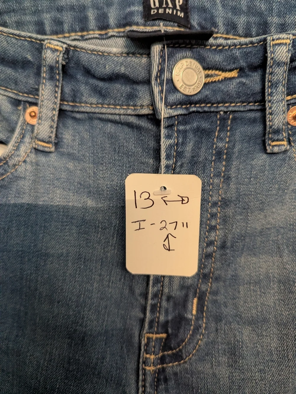 Gap Denim Girls Size 14 70s Flare Jeans Adjustable Waist Medium Wash Stretch Den